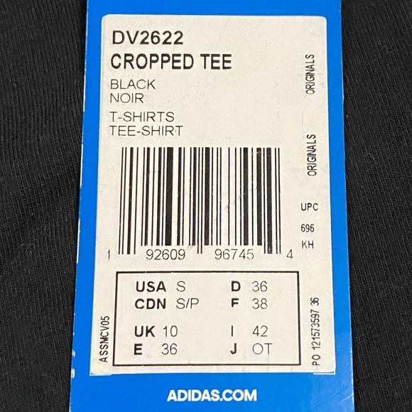 Adidas Cropped Tee, Black, Small - Picture 7 of 7